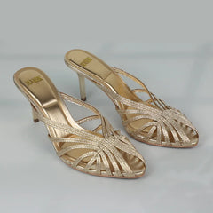 Women’s Gold Hollow Thin Strip Heels by Snagg A Shoes