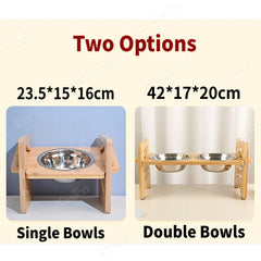Elevated Stainless Steel Dog & Cat Bowls with Bamboo Stand by Snagg A Feeder