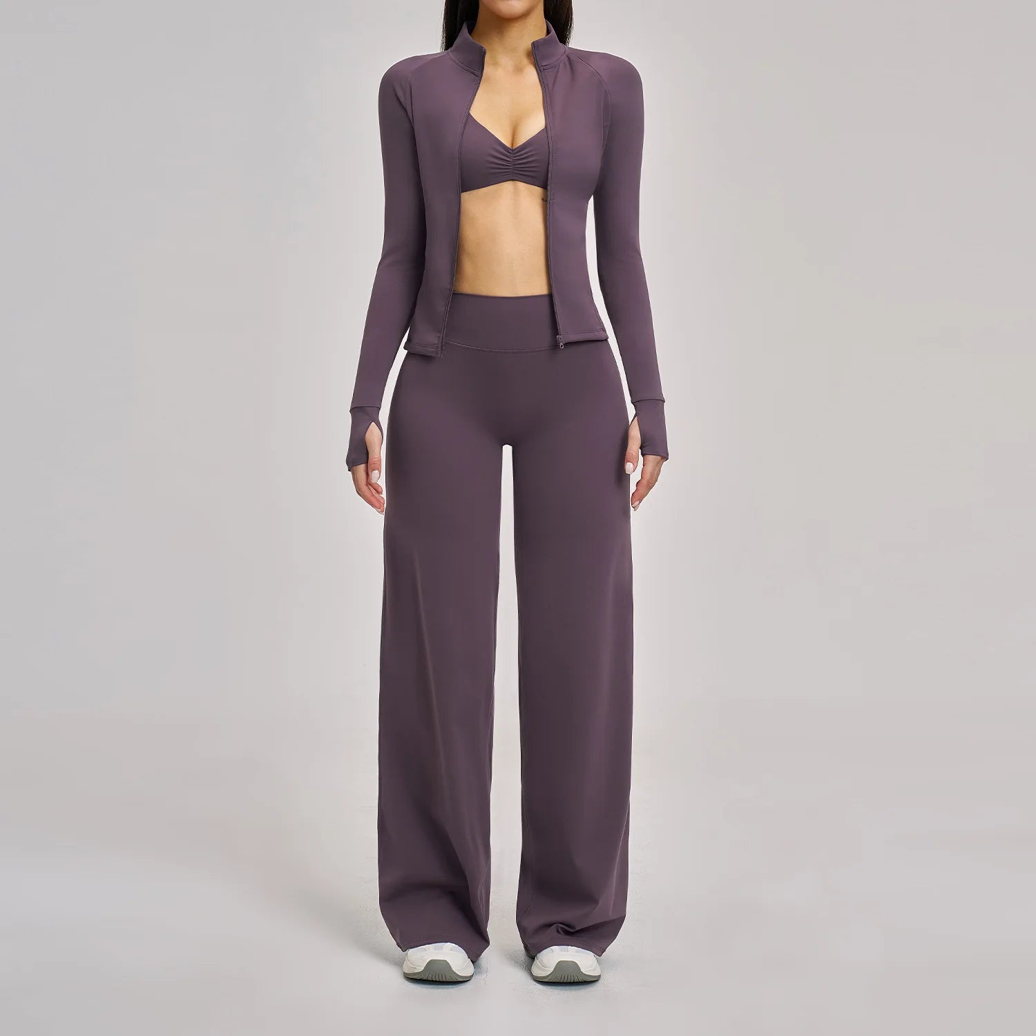 Women's 2/3-Piece Long Sleeve Yoga Suit | Sports Bra Running Workout Gym Tracksuit Clothing