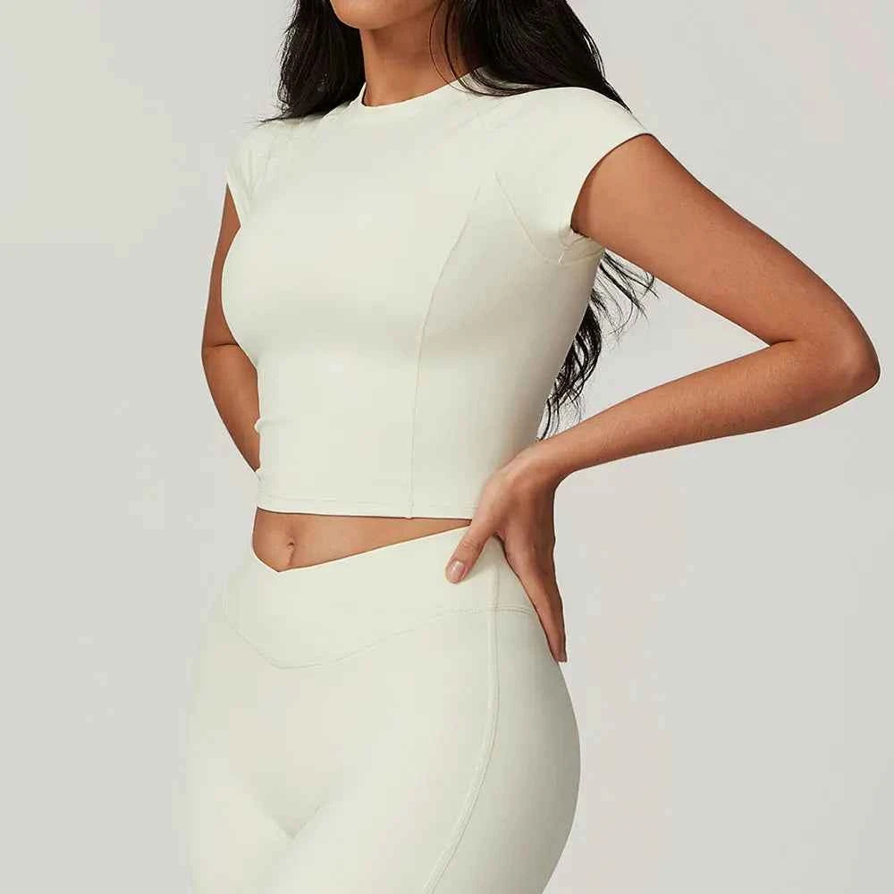 Women's Short Sleeve Tight Sports T-Shirt | Push-Up Breathable Yoga Running Gym Workout Top