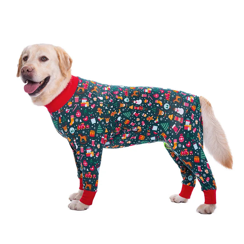 Dog Pyjama Jumpsuit for Medium & Large Dogs – Cosy Full-Cover Belly Recovery Suit (Cuttable Panel)