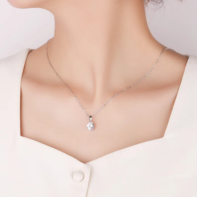 1–2CT Oval Moissanite Pendant Necklace