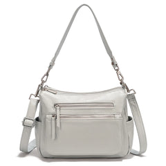 Cowhide Leather Multi-Pocket Crossbody Handbag – Fashion Shoulder & Commuter Shopper Bag for Women