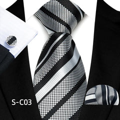 Luxury Business Tie Set — 8cm Men’s Formal Striped Necktie with Matching Accessories
