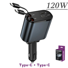 120/66w - 4 in 1 Retractable Car Charger by Snagg A Car Adapter