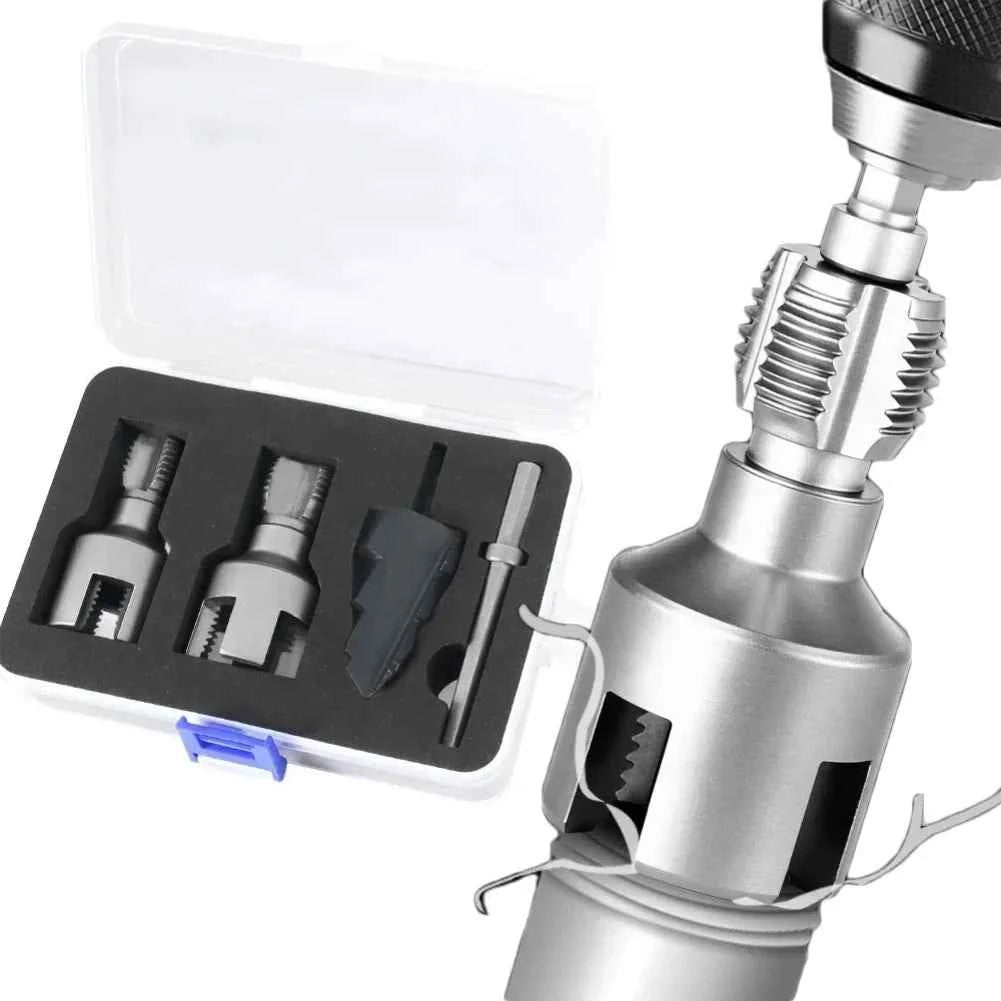 1 Set Professional PPR/PVC Water Pipe Threader & Triple Flute Counterbore Kit