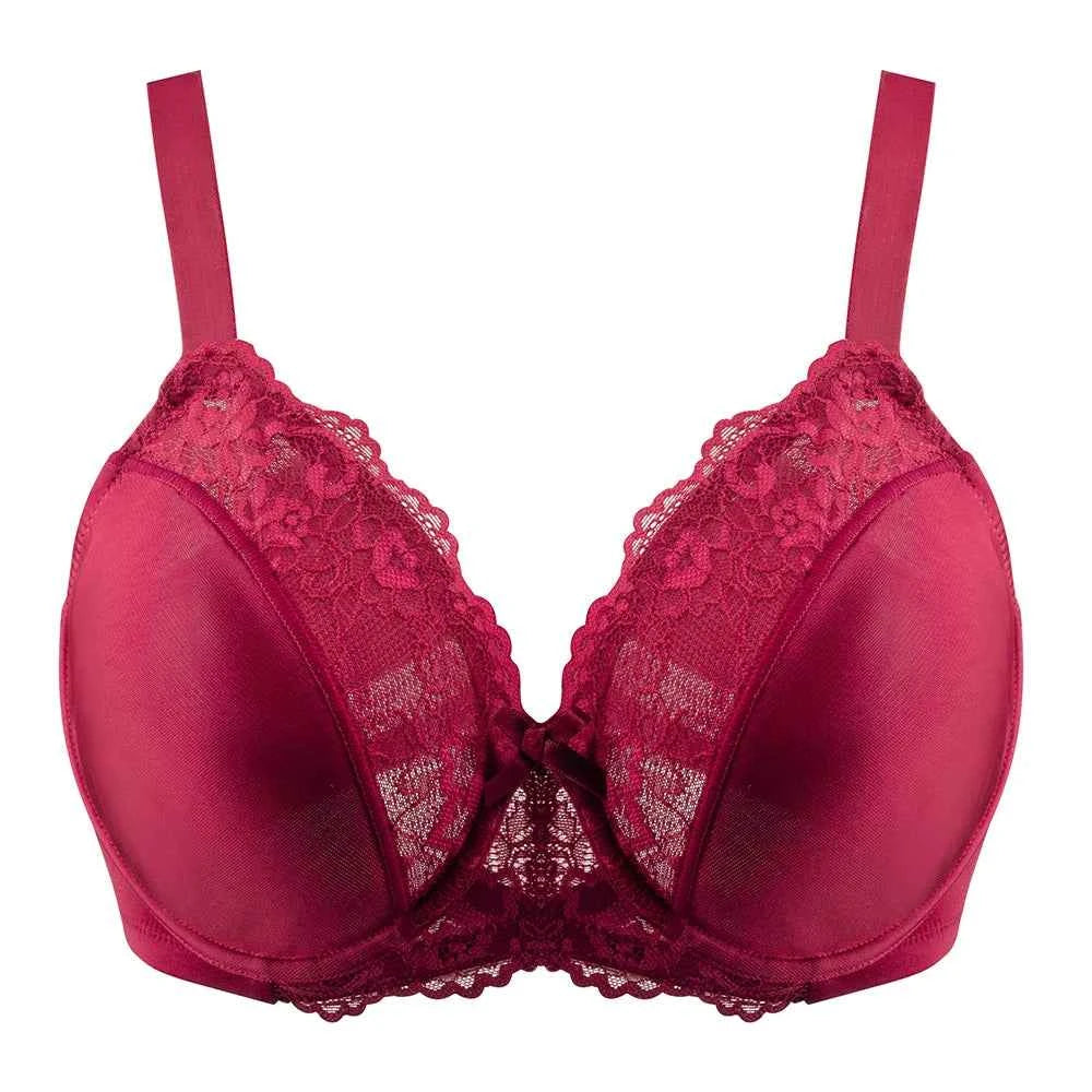 Floral Lace Minimizer T-Shirt Bra | Underwire Full Coverage Non-Padded Unlined