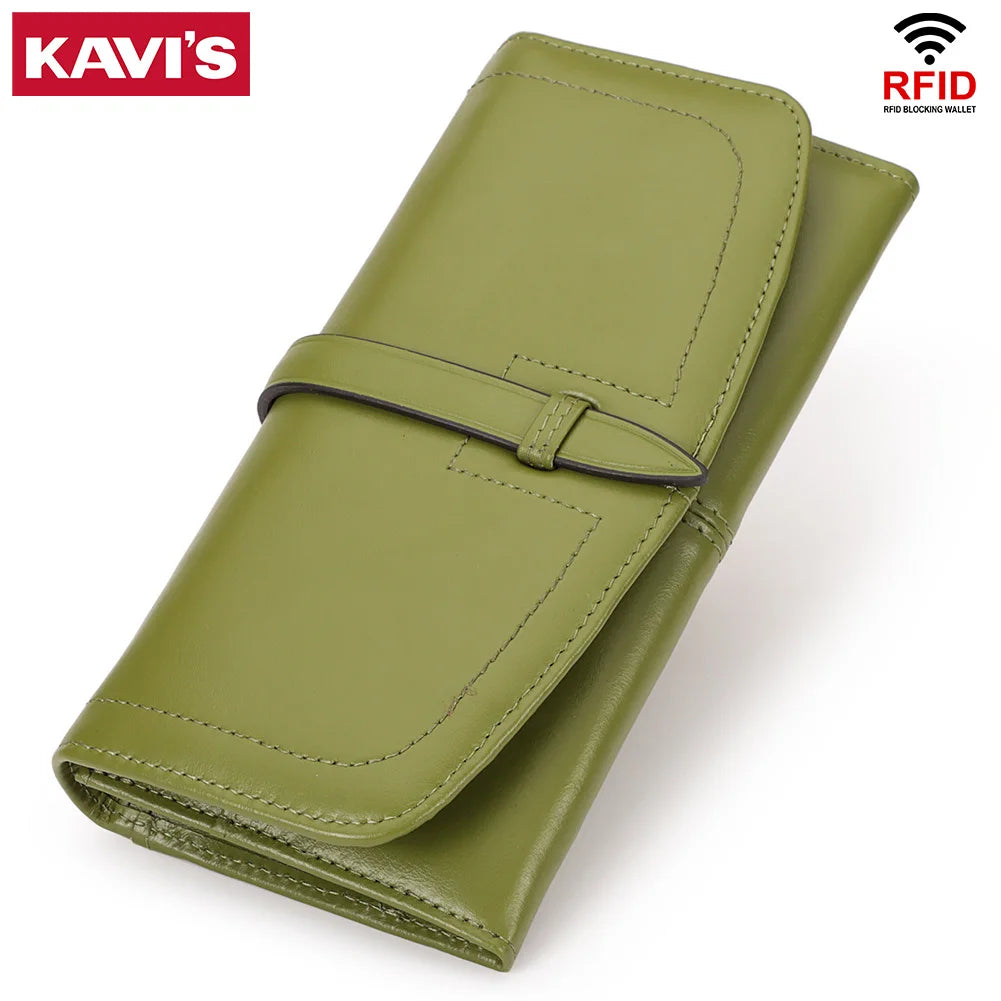 Genuine Leather RFID Long Wallet