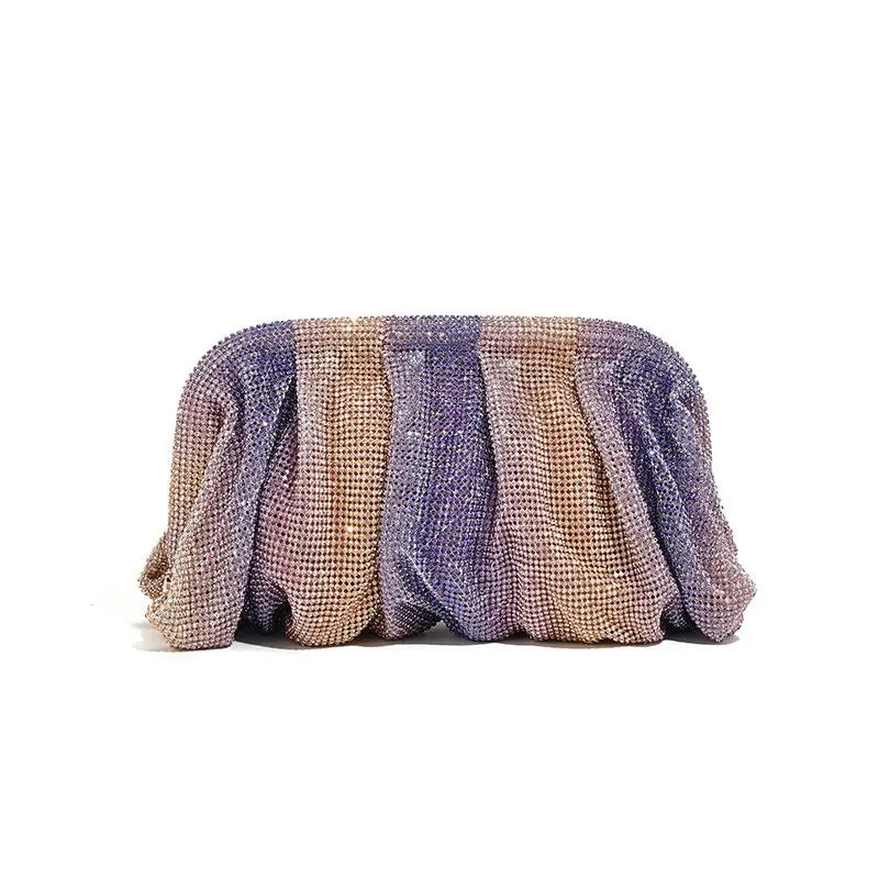 Shiny Rhinestone Crystal Fold Evening Clutch