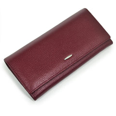 Luxury Wine Red Leather Long Wallet