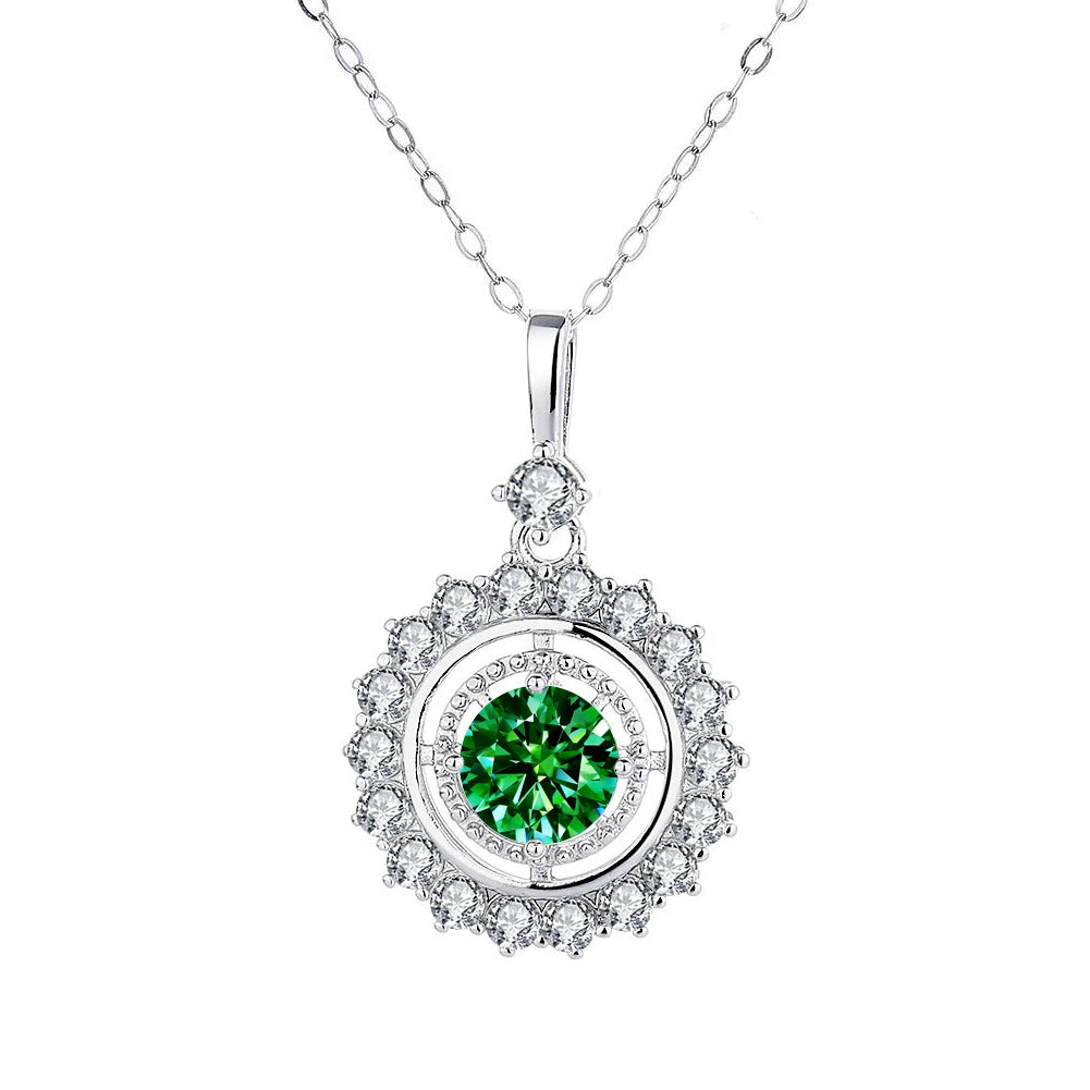 1ct Green Moissanite Pendant Necklace