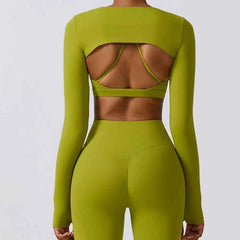 Women's Long Sleeve Shawl Yoga Camisole | Push-Up Nude Fitness Gym Workout Running Sports Top