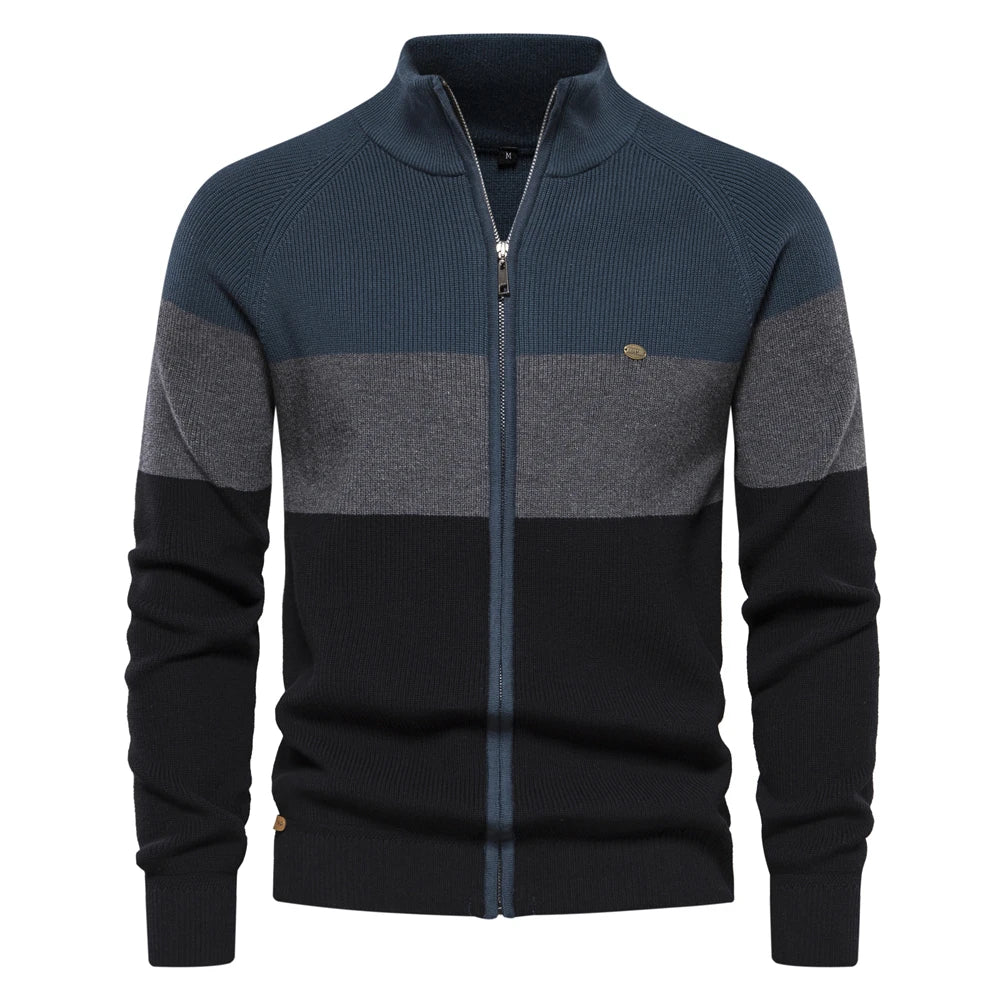 Men’s Patchwork Cotton Cardigan | Premium Full-Zip Autumn/Winter Sweater