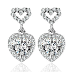 2CT Pink Heart Moissanite Drop Earrings - SnaggIt