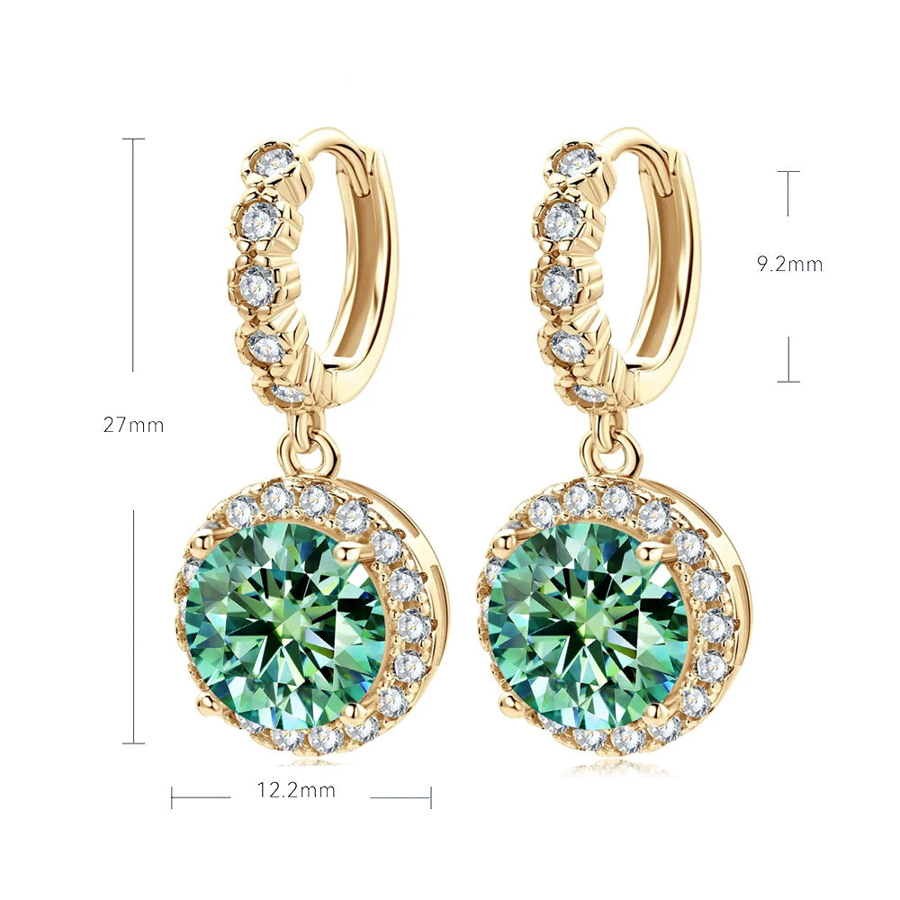 1CT Teal Moissanite Drop Earrings
