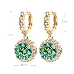 1CT Teal Moissanite Drop Earrings