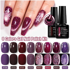 Professional 9 Piece Autumn Magnetic Purple Gel Collection – HEMA & TPO Free Reflective Nail Art System