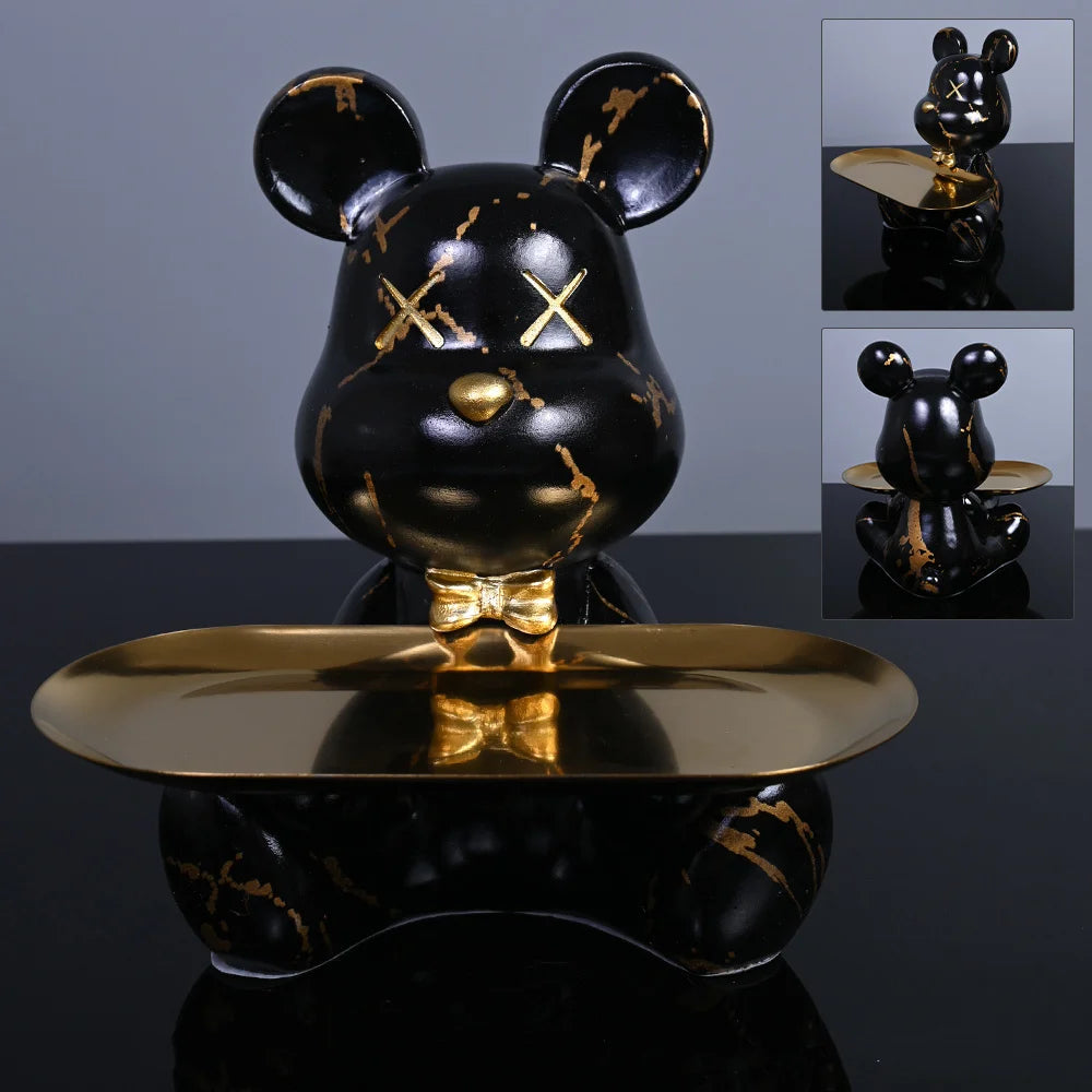 Colorful Bear Resin Figurine with Tray by Snagg A Sculpture