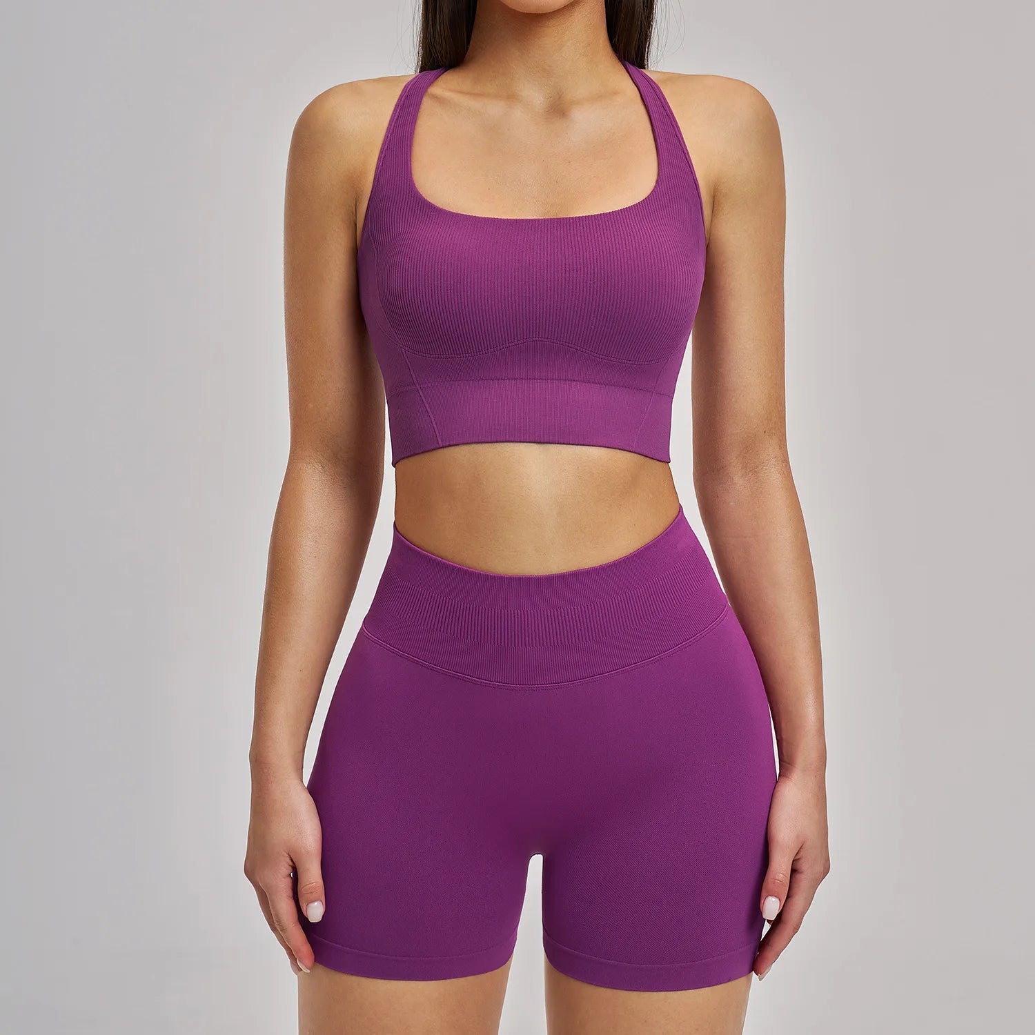 Women's 2-Piece Seamless Yoga Tracksuit | Gym Fitness Set Leggings & Sports Bra Breathable Activewear