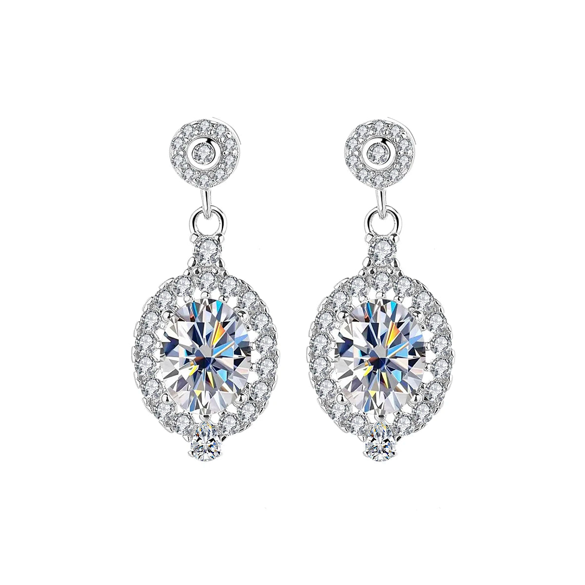 1.5CT Oval Moissanite Drop Earrings