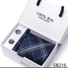 Solid Colour Necktie with Matching Handkerchief & Cufflinks - SB216 - Others In Fashion