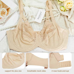 Plus Size Minimizer Bra | Underwire Full Coverage Non-Padded Ultra-Thin High Support
