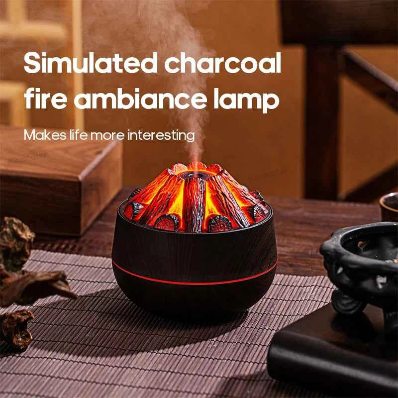 Ultrasonic Charcoal Flame Aroma Humidifier – 300ml