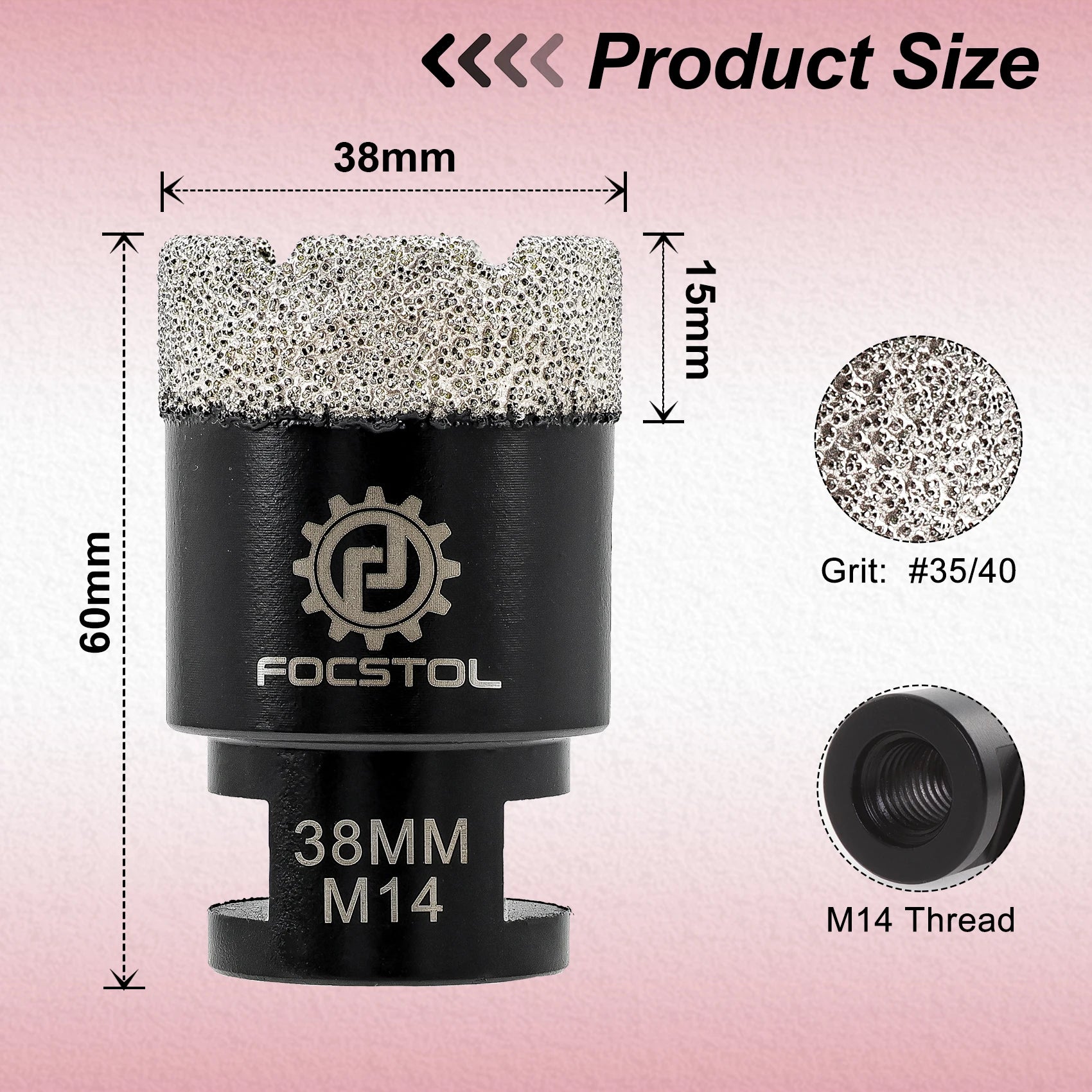 M14 Thread Diamond Core Drill Bit 6–125mm | Tile Hole Saw for Ceramic Marble Granite CE Certified