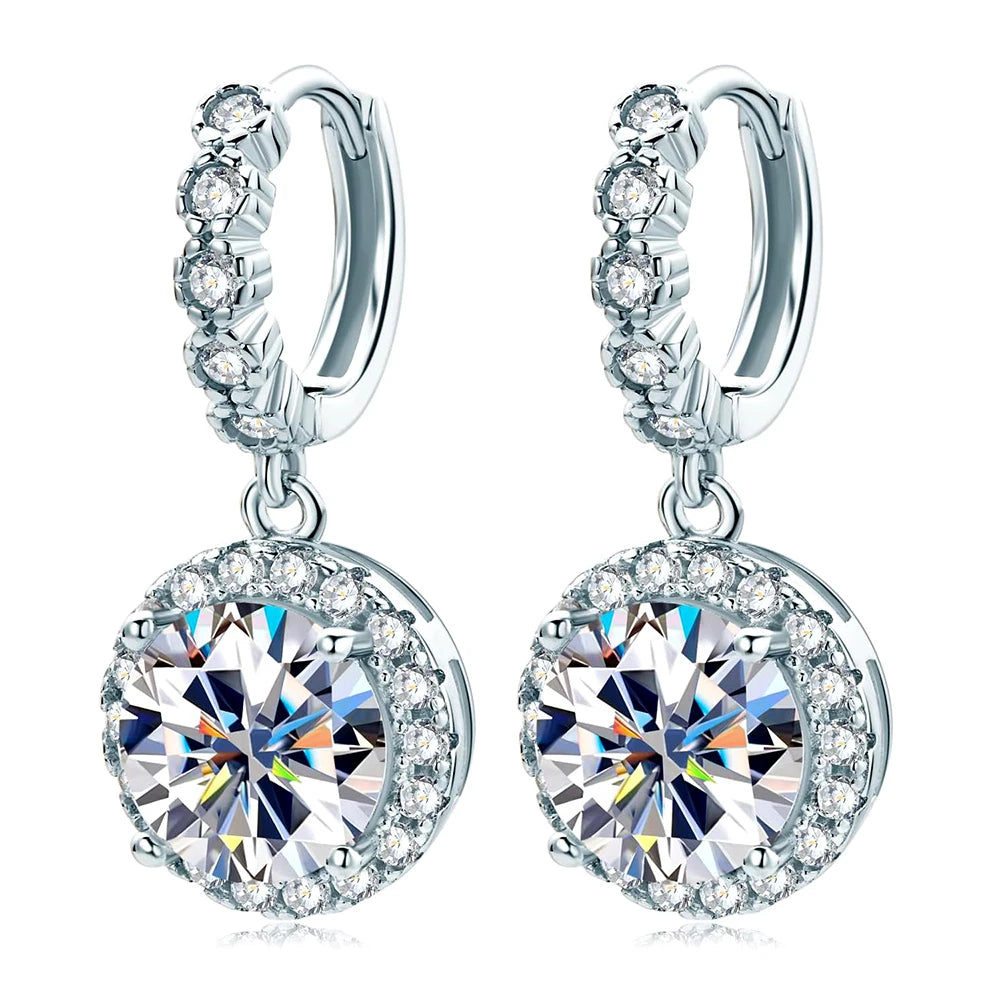 1CT Teal Moissanite Drop Earrings