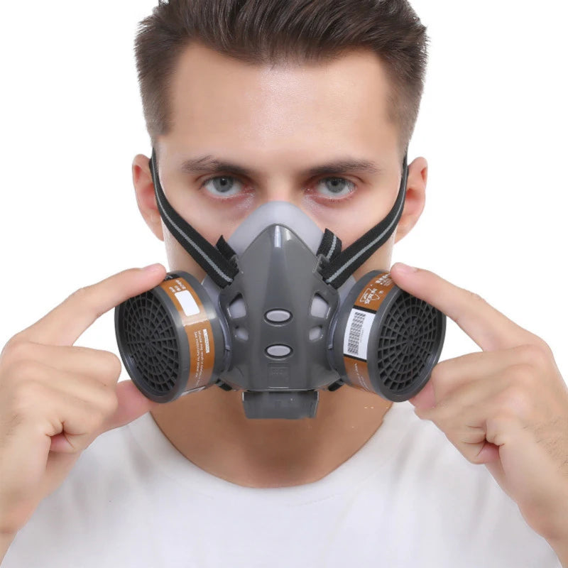 Gas Mask Respirator Set with Dual Charcoal Filters & Anti-Fog Glasses by Snagg A Face Mask