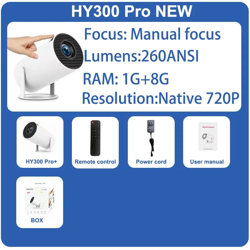 Smart Projector HY300 Plus Android LED Projector with 4K Support by Snagg A Projector