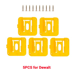 5PCS Wall Mount Set Heavy Duty Battery Brackets Compatible with DeWalt, Makita & Milwaukee