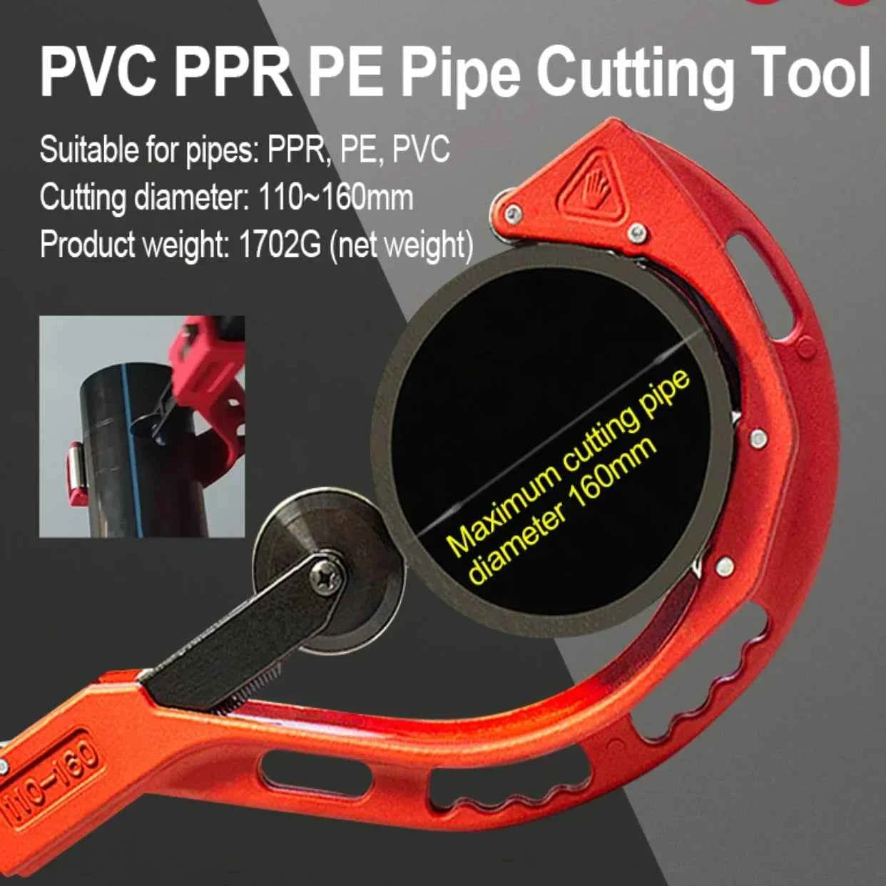 Roller-type large-diameter pipe cutter for PVC pipe – image 2