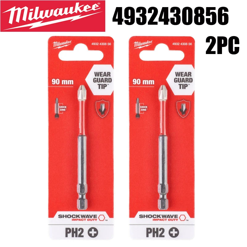 Milwaukee SHOCKWAVE™ PH2 Cross Impact Bit (90mm) – Wear Guard Technology - 2 Pcs
