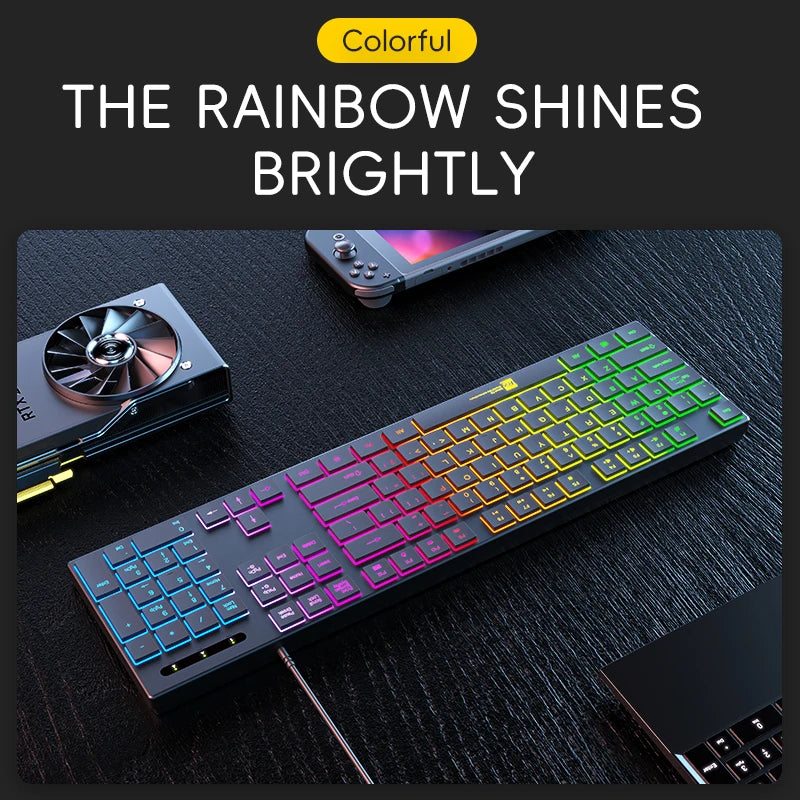 Wired RGB Gaming Keyboard – 104 Key USB Backlit Design with Ergonomic Layout for PC & Laptop by Snagg A Keyboard