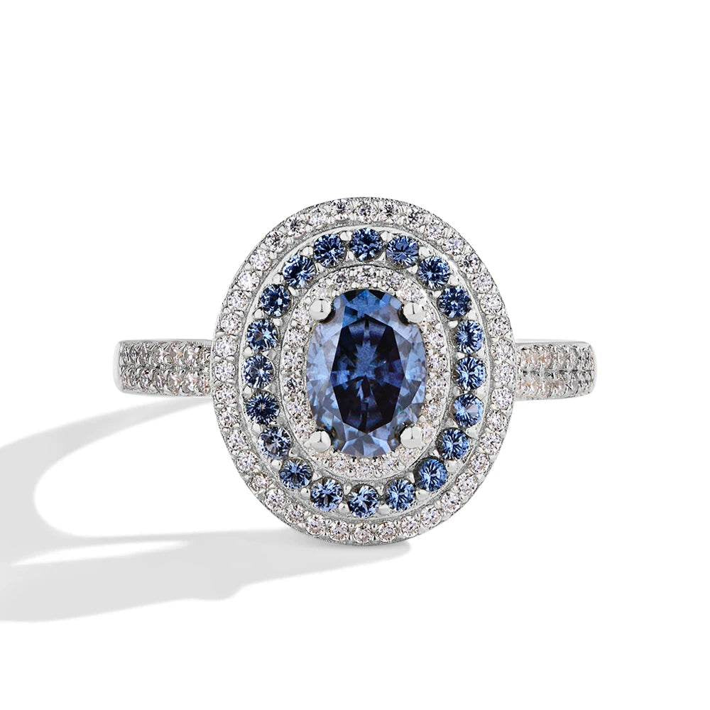 1ct Blue Oval Moissanite Ring - SnaggIt