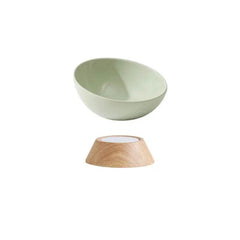 Cat Tilted Ceramic Bowl with Wooden Stand - SnaggIt