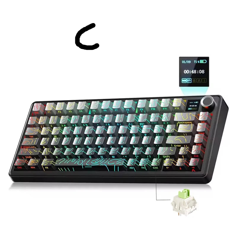 75% Mechanical Gaming Keyboard Tri-Mode Wired/Bluetooth/2.4G Connection by Snagg A Keyboard