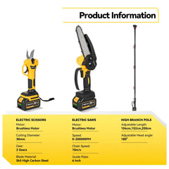 MELLWIN 2-in-1 Telescoping Electric Chainsaw & Pruner