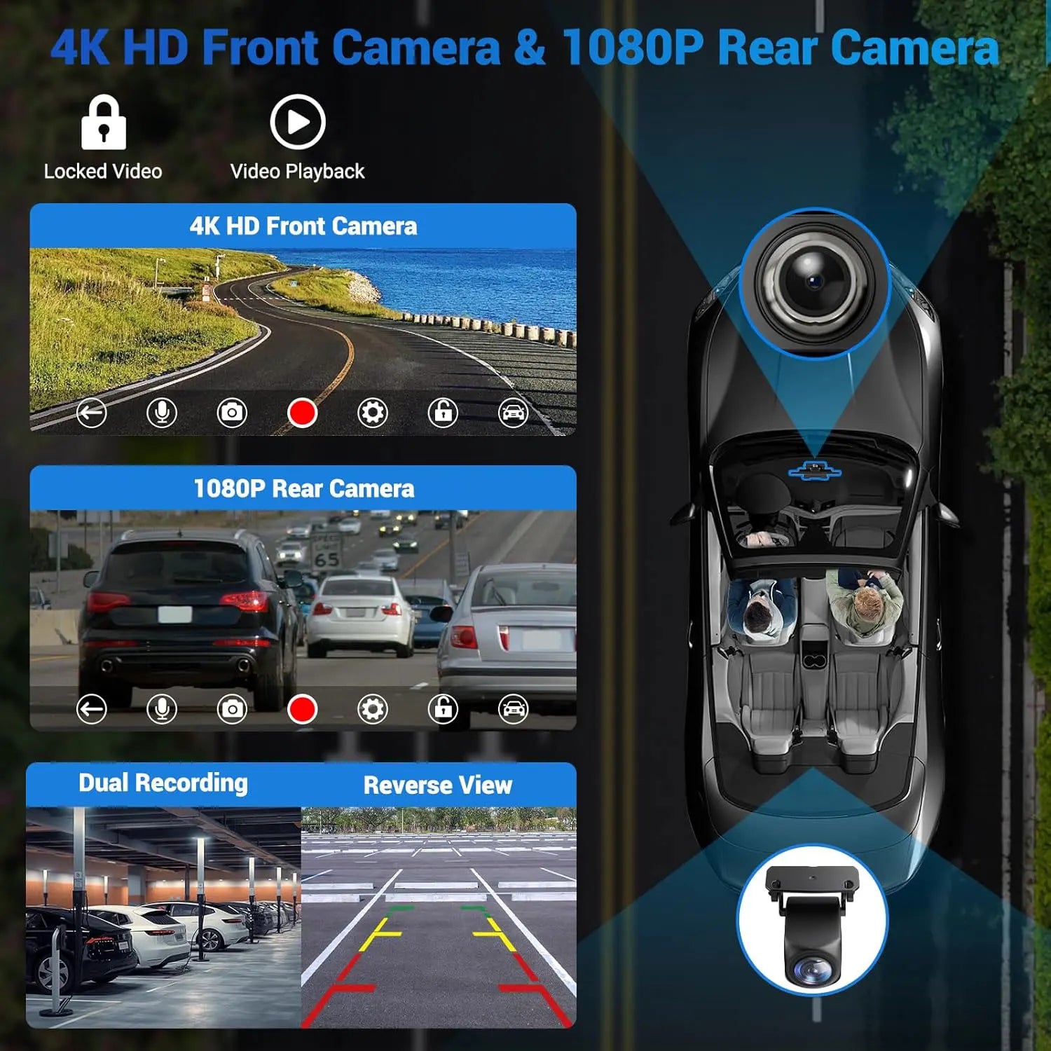 10"/11.26" 4K Dual Lens DVR with Wireless CarPlay by Snagg A Car DVR