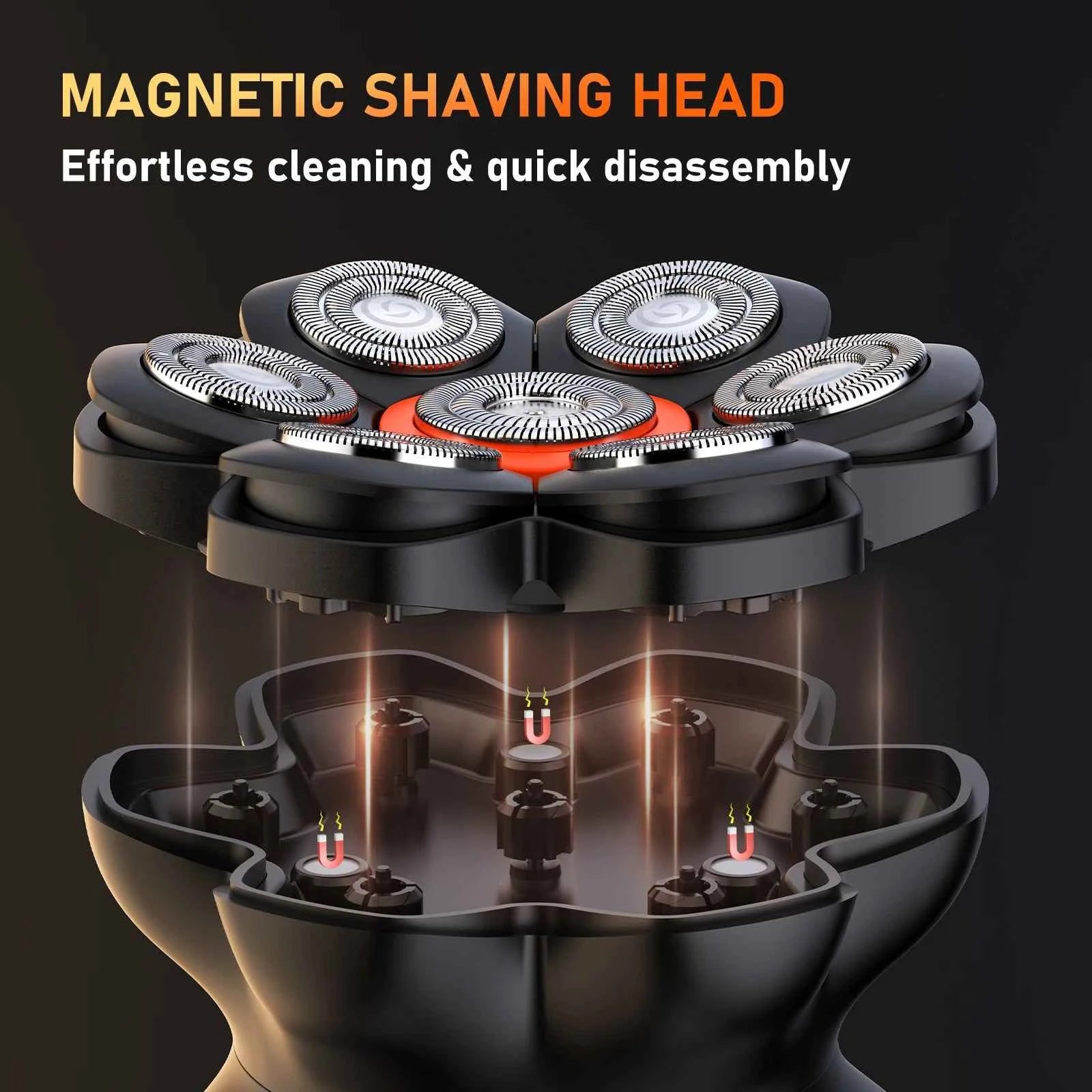 7D Ultimate Magnetic Head Shaver – 0.10mm Ultra Close Bald Shaving System with Integrated LED & IPX6 Waterproofing
