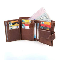 2025 RFID Vintage Leather Short Wallet - SnaggIt
