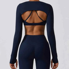 Women's Long Sleeve Shawl Yoga Camisole | Push-Up Nude Fitness Gym Workout Running Sports Top