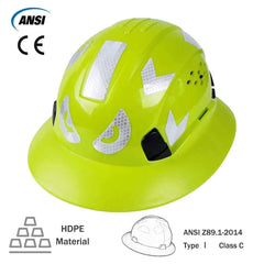 Vented full brim construction safety helmet with reflective stickers – image 3