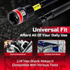 Impact Nut Driver Set – 6” Long Metric Nut Setters 8/10/13mm with Portable Storage Case