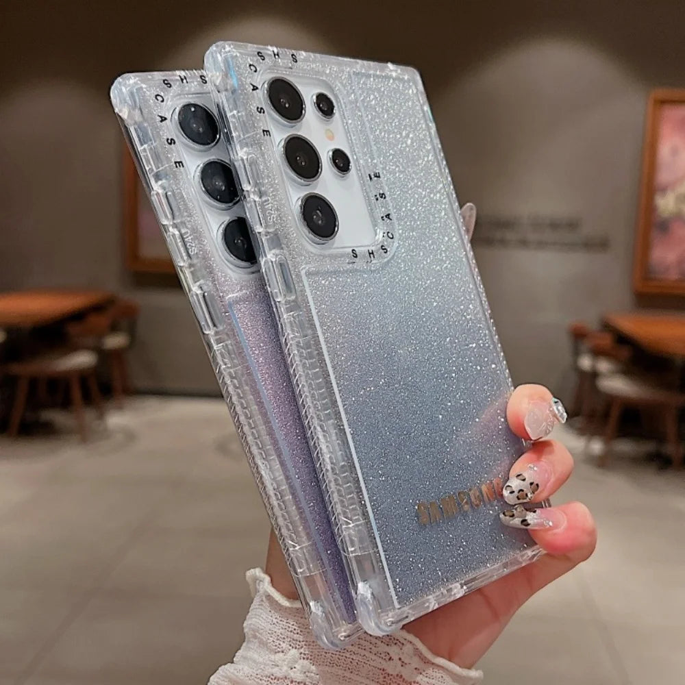 3 in 1 Clear Gradient Glitter Case For Samsung Galaxy S25 Series by Snagg A Phone Case