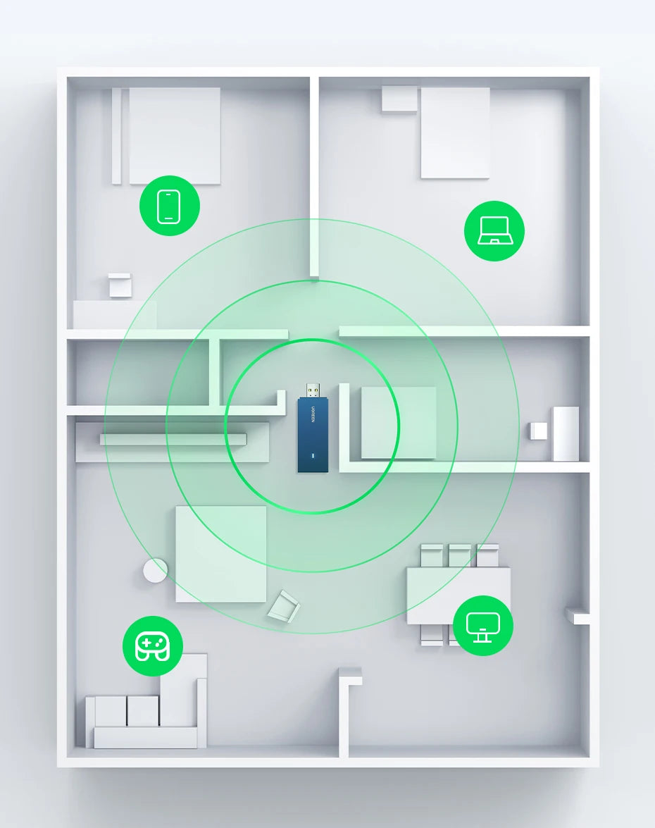 AX1800 WiFi 6 USB Adapter – Dual-Band 2.4G/5GHz Dongle with Antenna for Desktop & Laptop by Snagg A USB WiFi Adapter