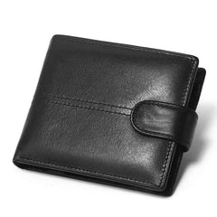 Genuine Leather RFID Anti-Theft Short Wallet with Coin Purse & Multi-Slot