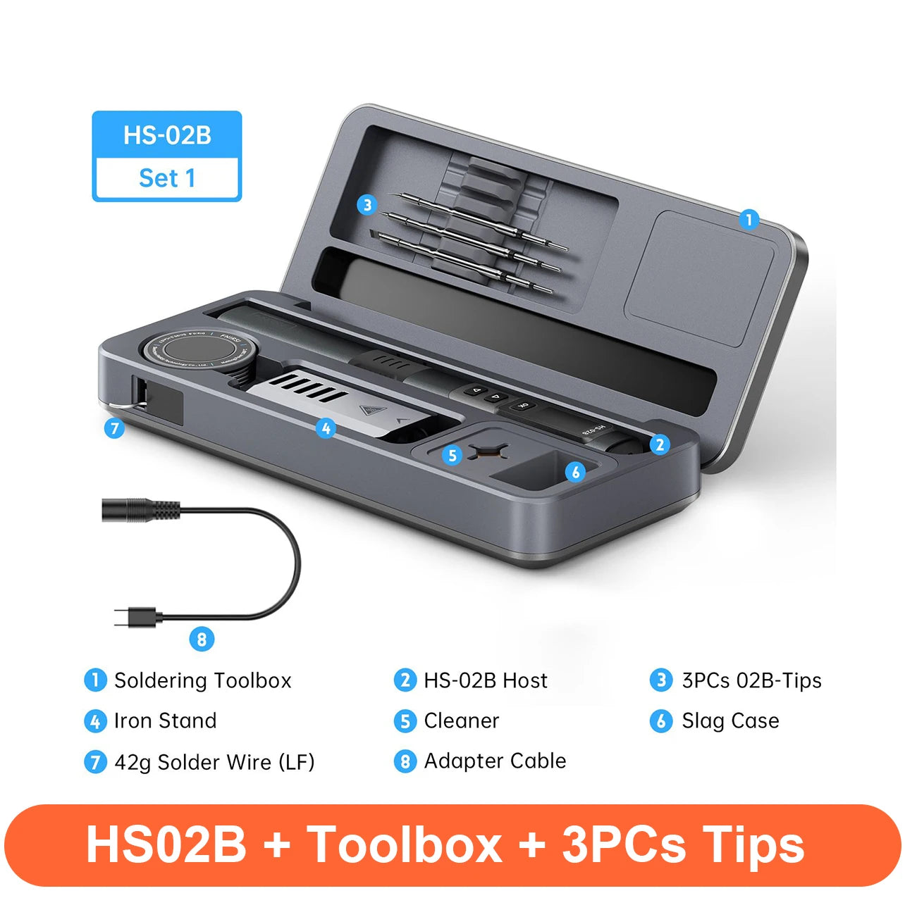 HS-02 100W Smart Soldering Iron Kit with C210 Tip & OLED Display