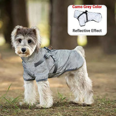 Waterproof Dog Rain Jacket with Harness – Safety Reflective Outdoor Raincoat for Small Dogs (Jungle & Camping)